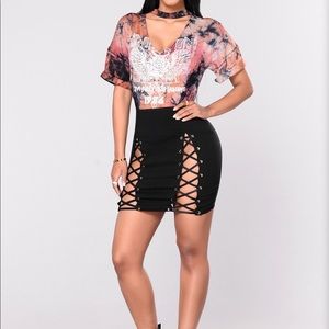 Fashion nova lace up skirt